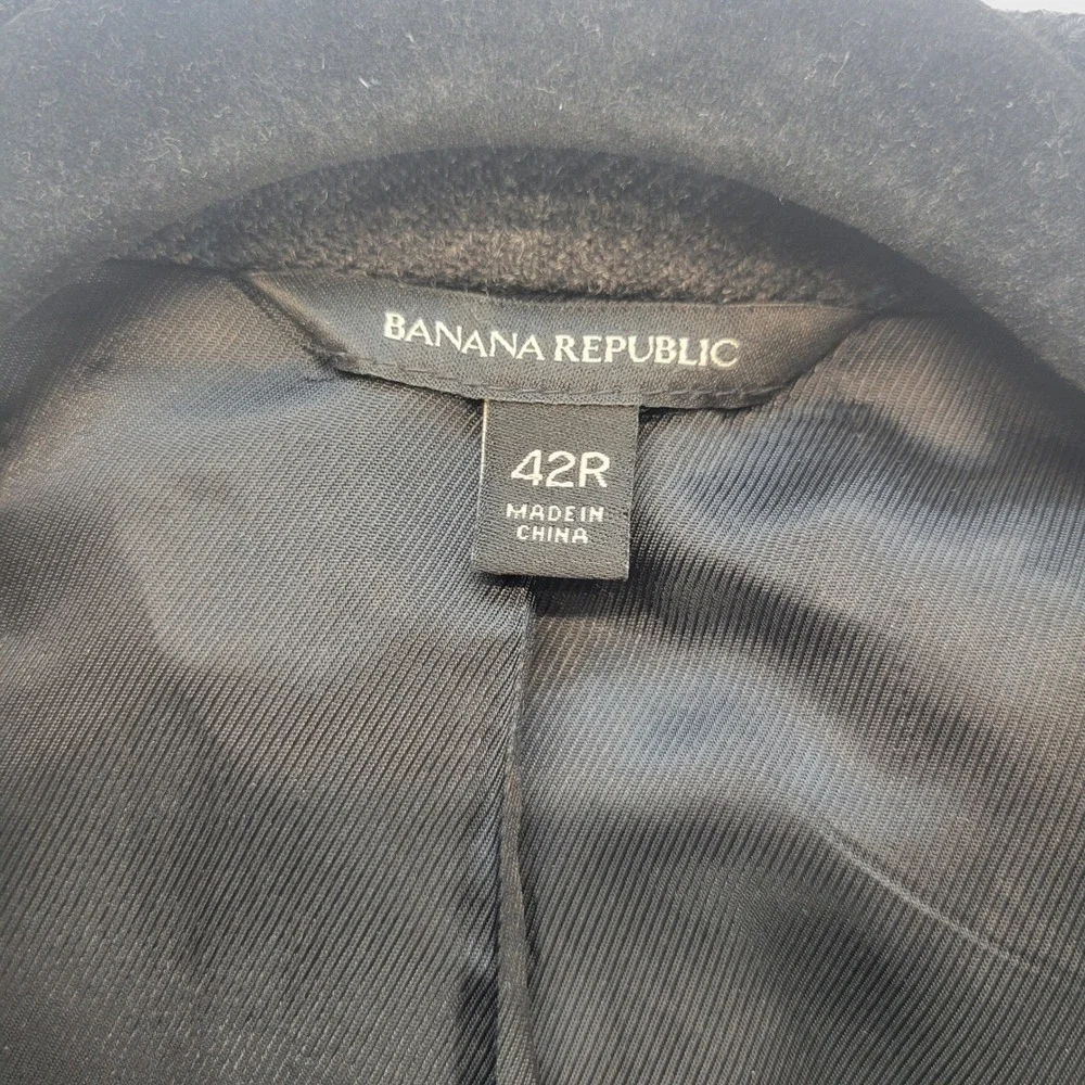 Banana Republic Sport Coat Mens 42R Gray Windowpane Wool Standard Fit Blazer